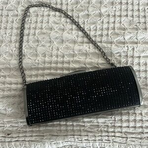 ⭐️Express Clutch Purse Studded Embellished Black Silver Chain Evening‎ style